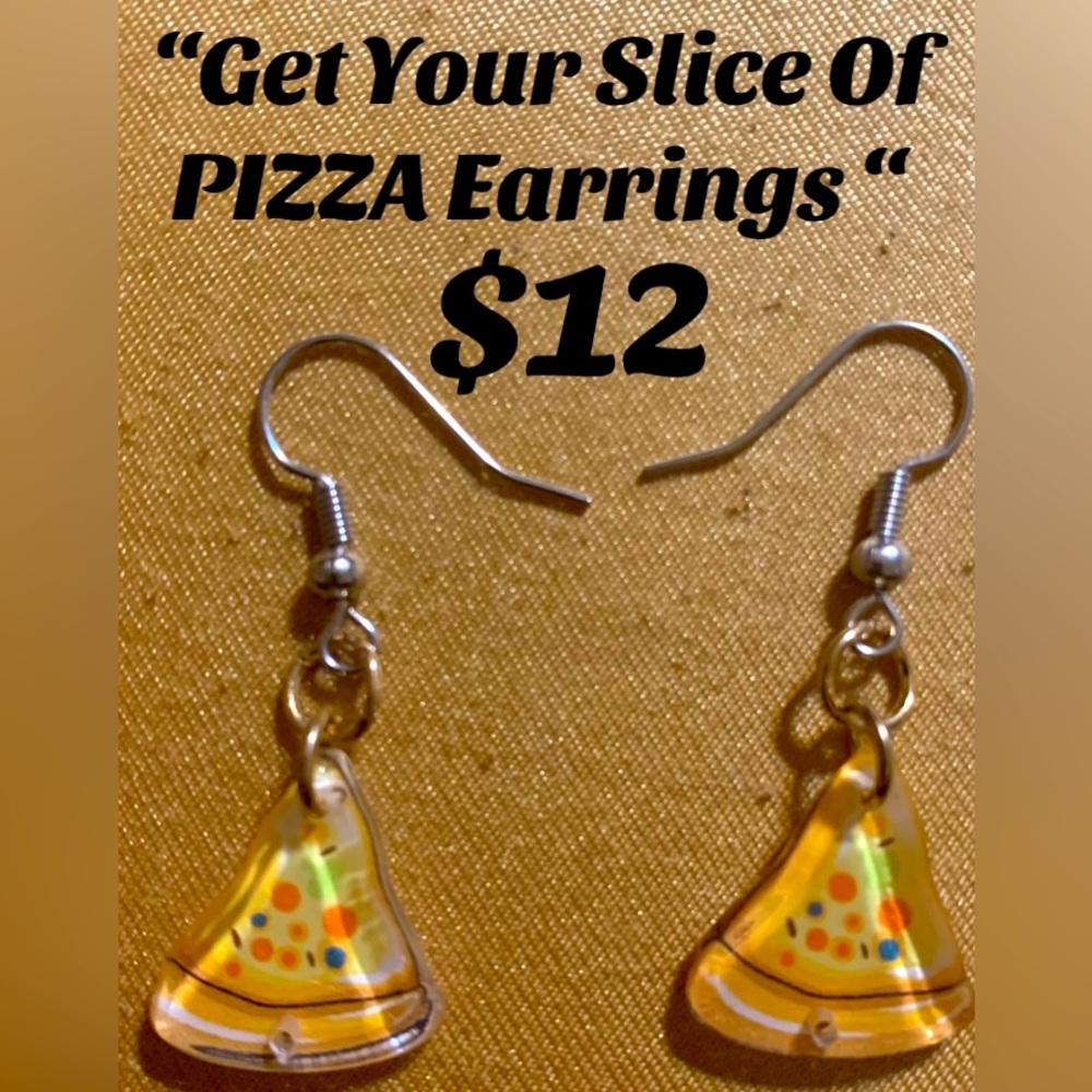 Pizza Earrings. Dangle Slice Of Pizza Earrings. Charmed Me Charms.